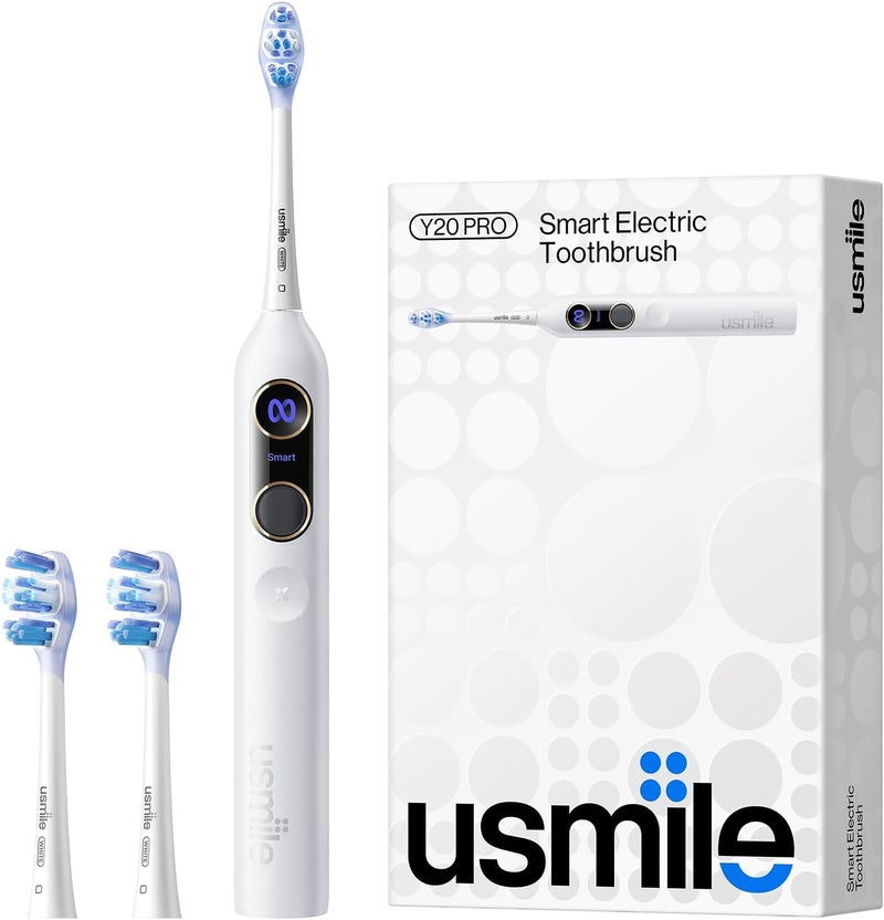 usmile فرشاة أسنان كهربائية Y20PRO، فرشاة ذكية مدعومة بالذكاء الاصطناعي مع وضع تلقائي AM/PM، 4 أوضاع للتنظيف، بطارية تدوم 90 يومًا، تحكم عبر التطبيق، خريطة ثلاثية الأبعاد في الوقت الحقيقي، رأسين فرشاة متضمنين - Image 1